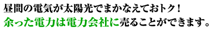 昼間の電気が太陽光でまかなえておトク！余った電力は電力会社に売ることができます